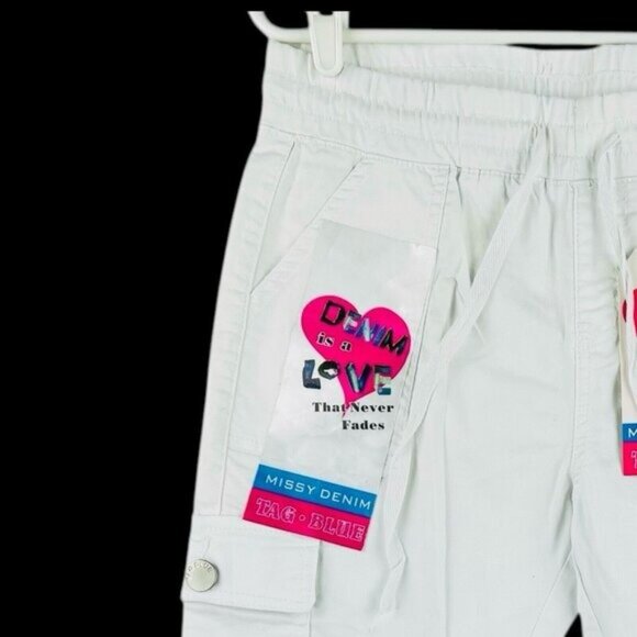 Tag Blue Women's Stretch Pull-on White Lightweight Cargo Capri Pants Size 10 NWT - Picture 5 of 12